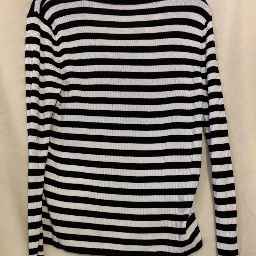 Talbots Black and White Striped Blouse - Picture 8 of 9